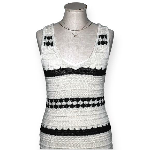 New $249 JOIE Crochet Knit Midi Dress Sleeveless Striped Ivory Coastal Chic M - Picture 5 of 15